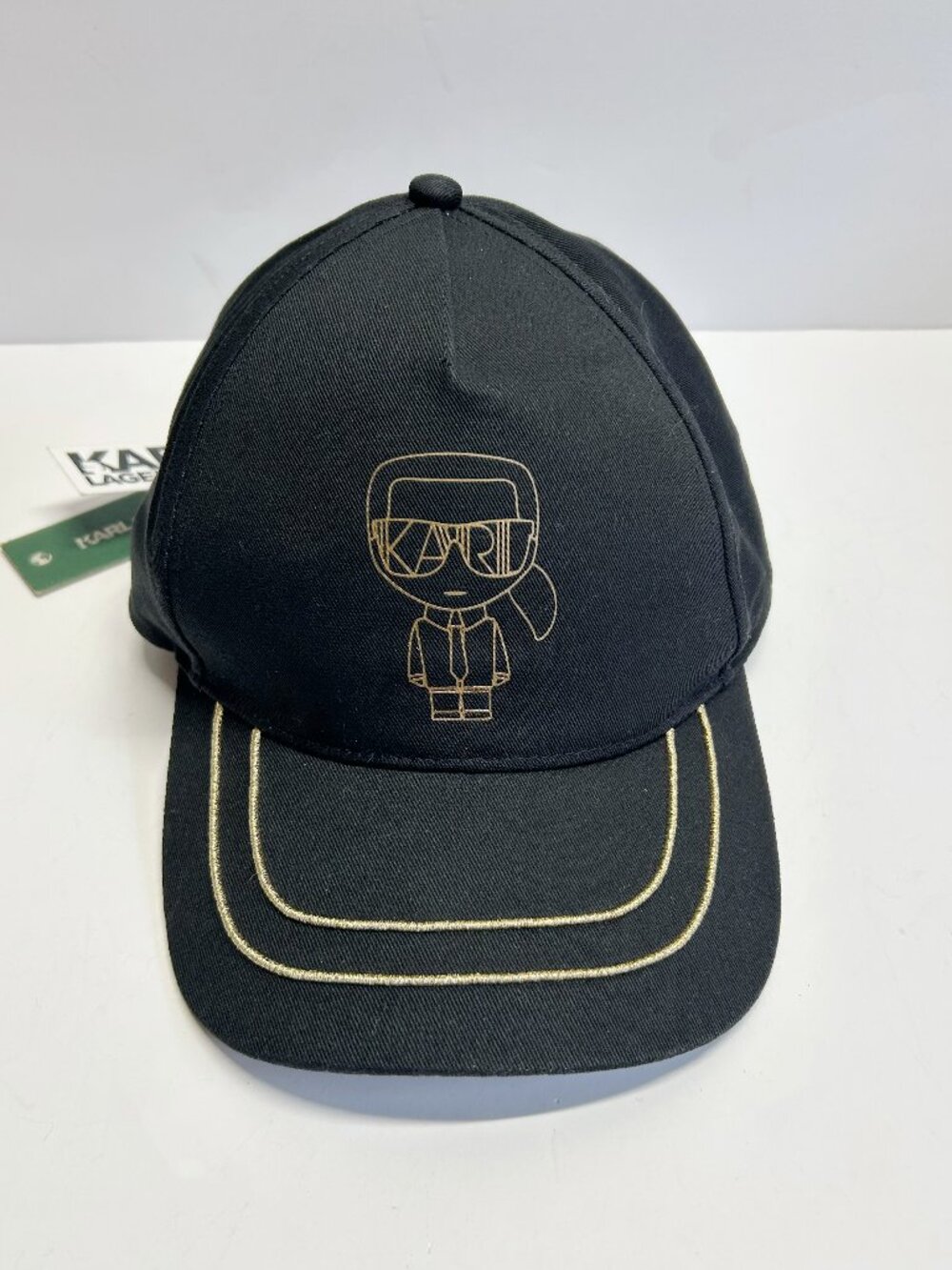 Karl Lagerfeld Kids Black Cap with Gold Embroidered Icon
